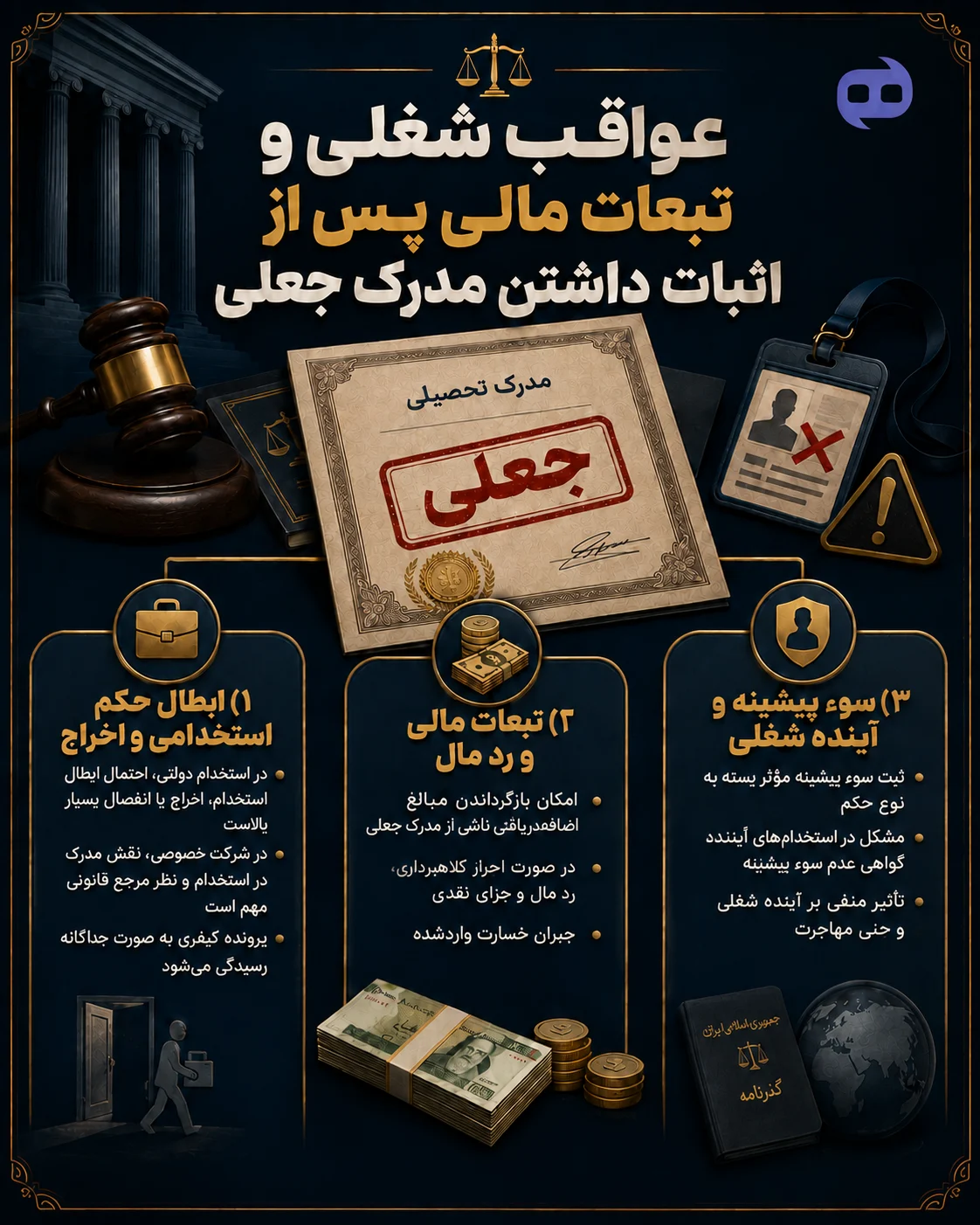 عواقب شغلی مدرک جعلی