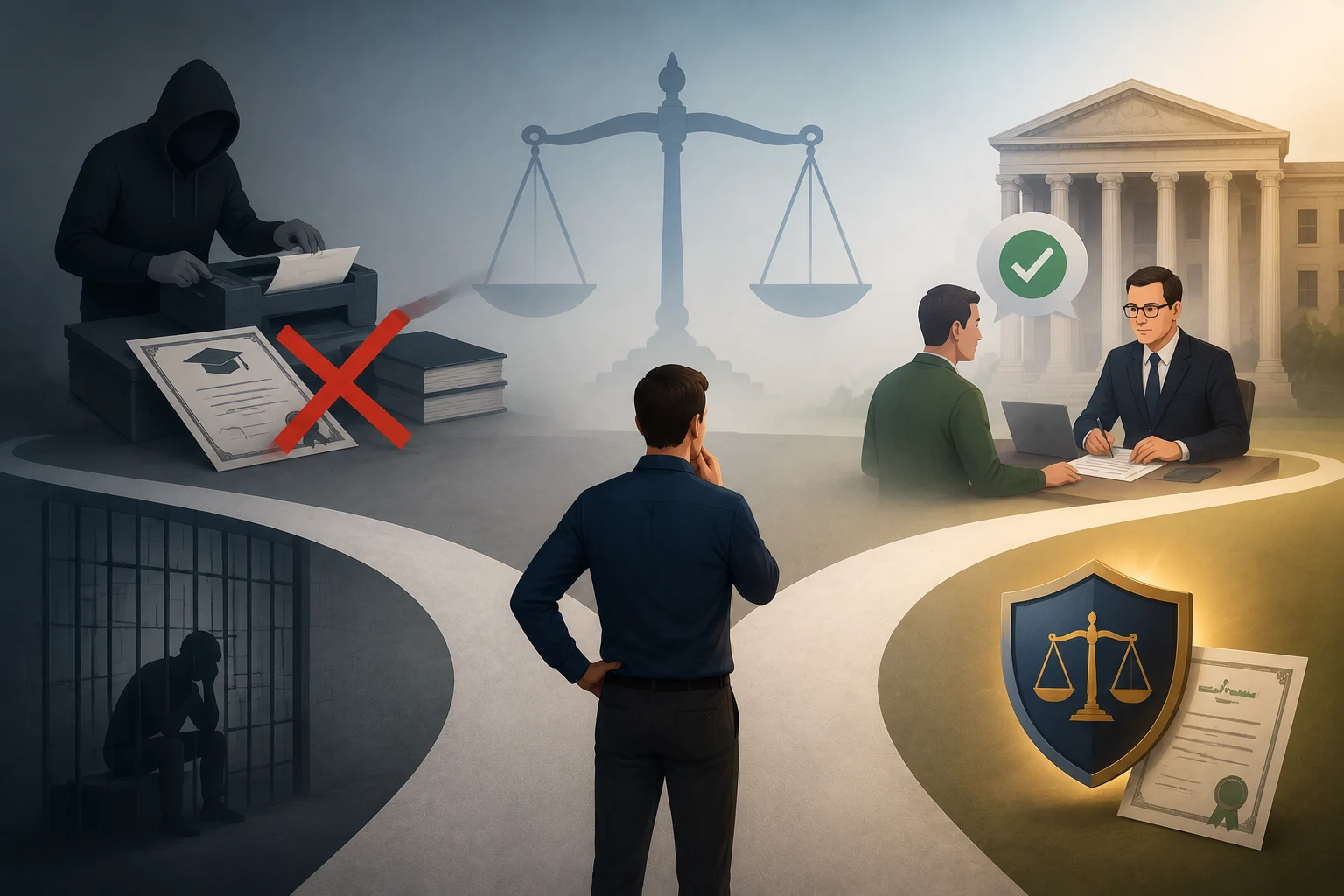 تخفیف مجازات جعل مدرک تحصیلی