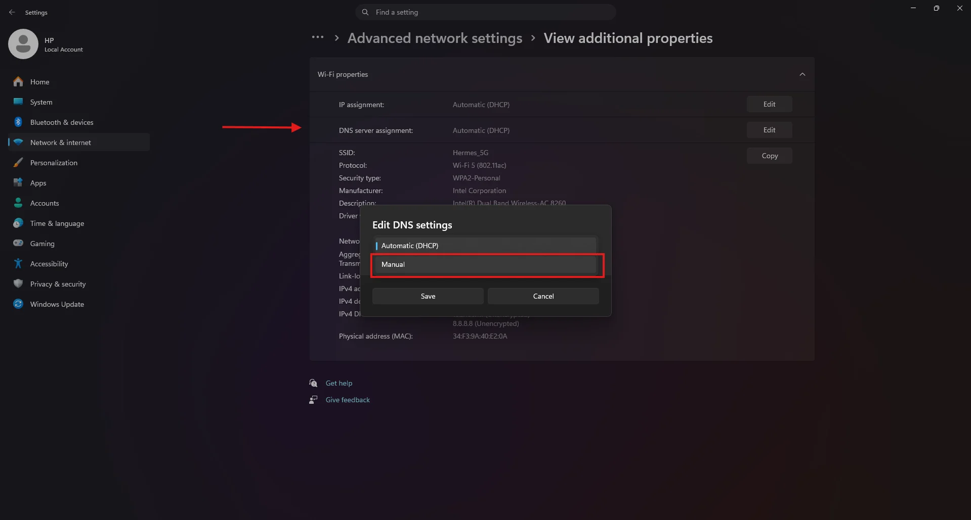 تنظیم dns در ویندوز 11