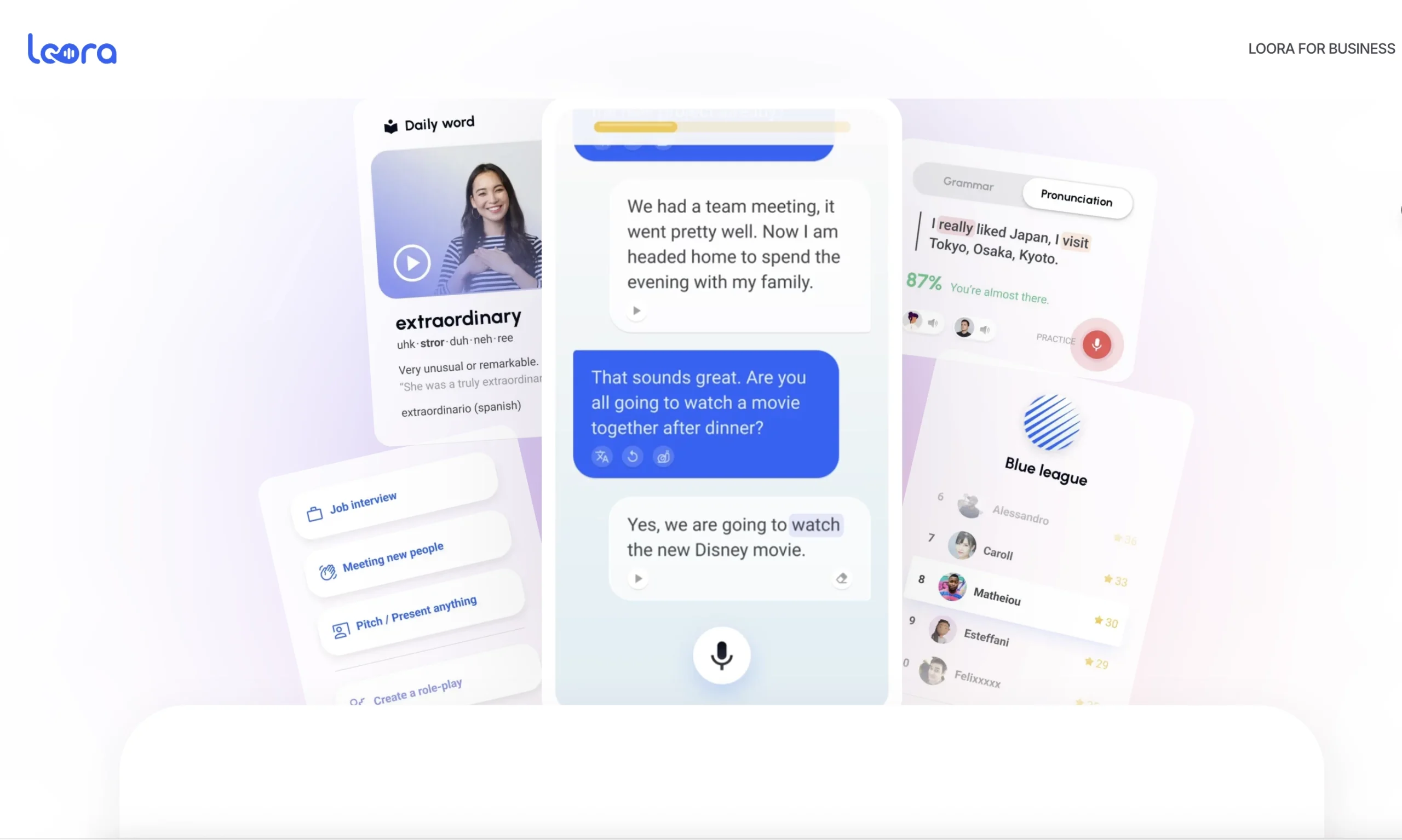 ابزار هوش مصنوعی Loora برای آموزش زبان